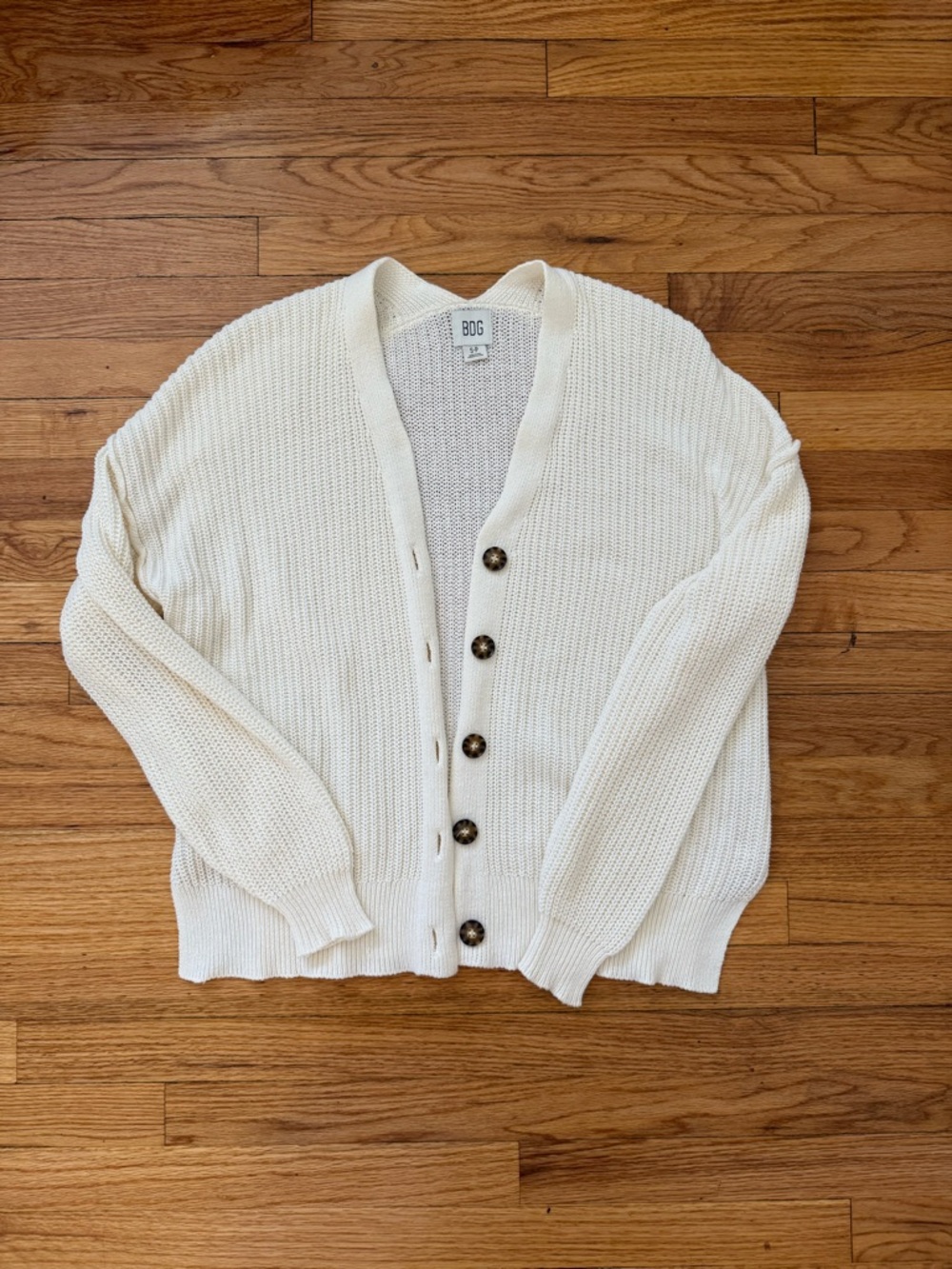 Cream Knit Button-Up Cardigan